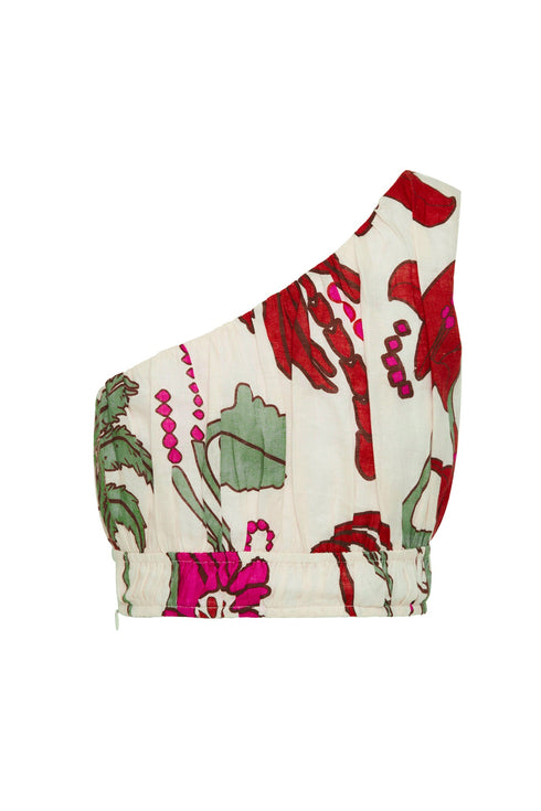 Ornella Linen Top / Fuchsia Garden
